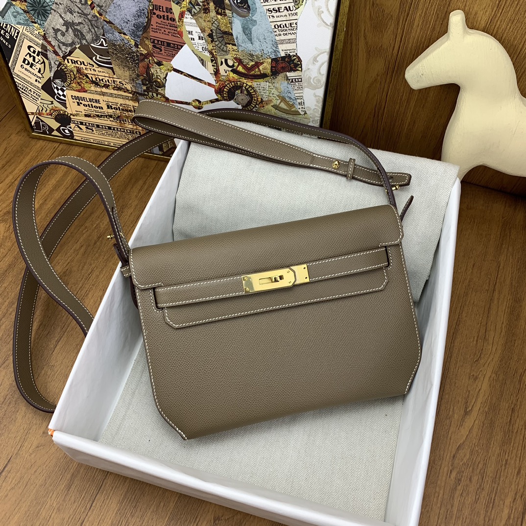 BAGSAAA H**me5 KELLY DEPECHES 25 POUCH GREY