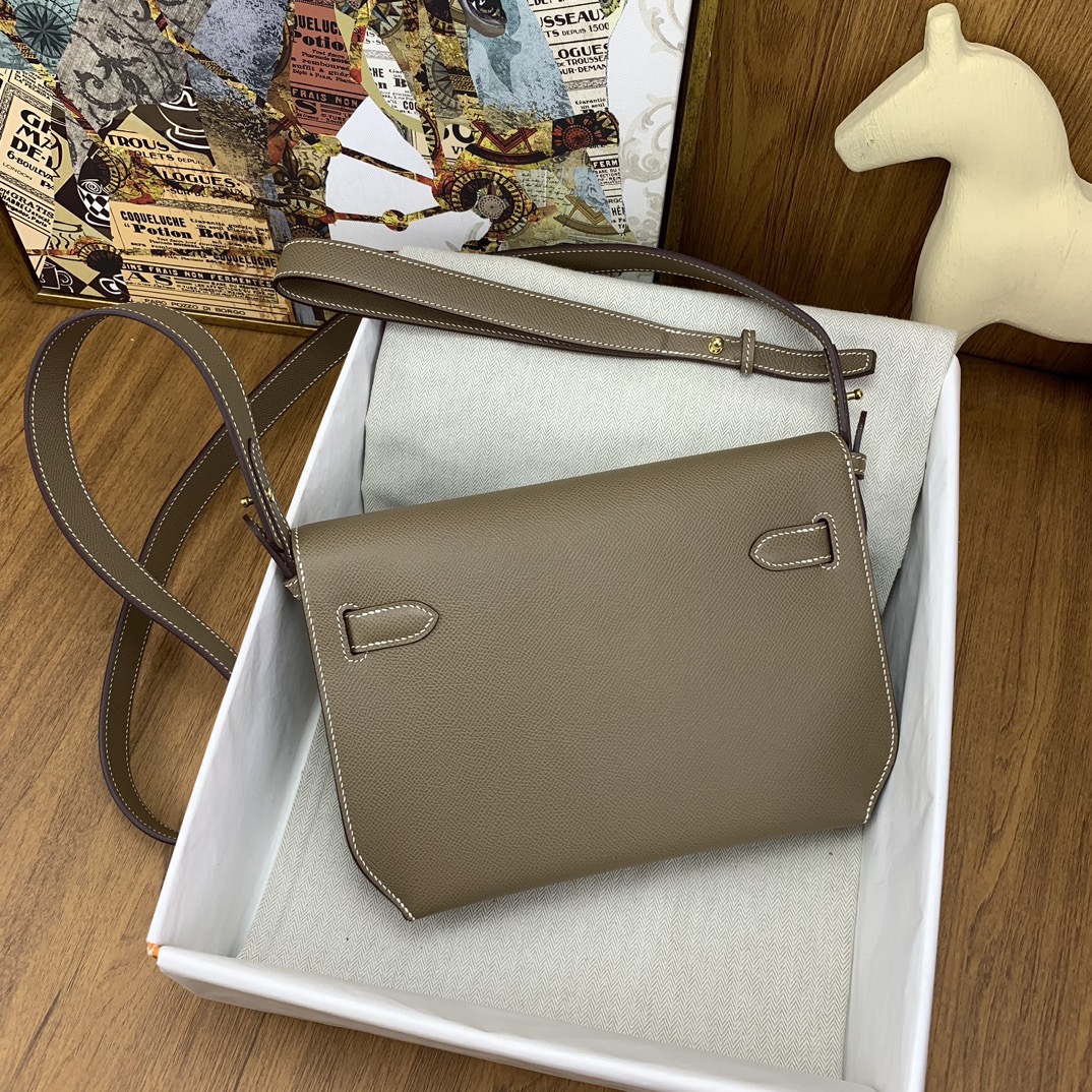 BAGSAAA H**me5 KELLY DEPECHES 25 POUCH GREY