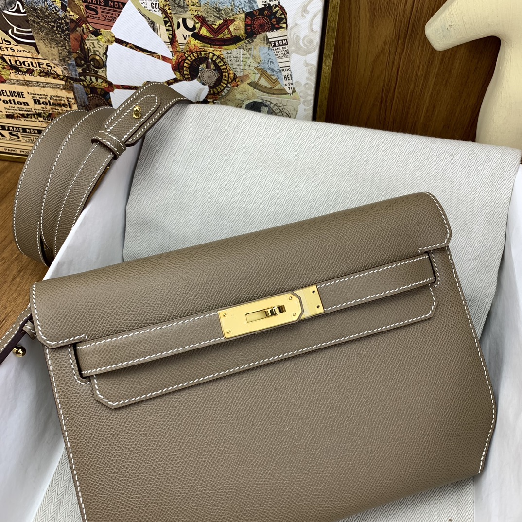 BAGSAAA H**me5 KELLY DEPECHES 25 POUCH GREY