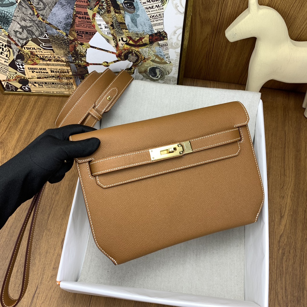 BAGSAAA H**me5 KELLY DEPECHES 25 POUCH BROWN