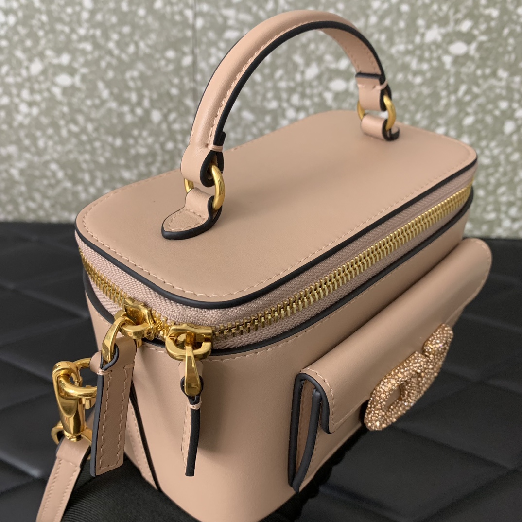 Bagsaaa Va1e*ntin0 Mini Locò Calfskin With Crystal Logo Pink