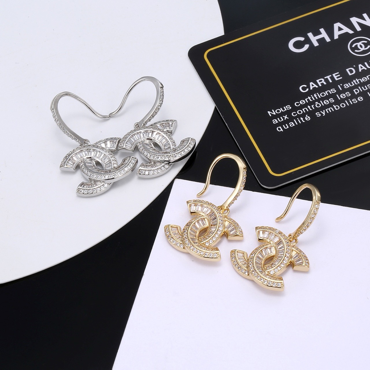 Bagsaaa Ch**el CC Stud Earrings With Ear Spike Style