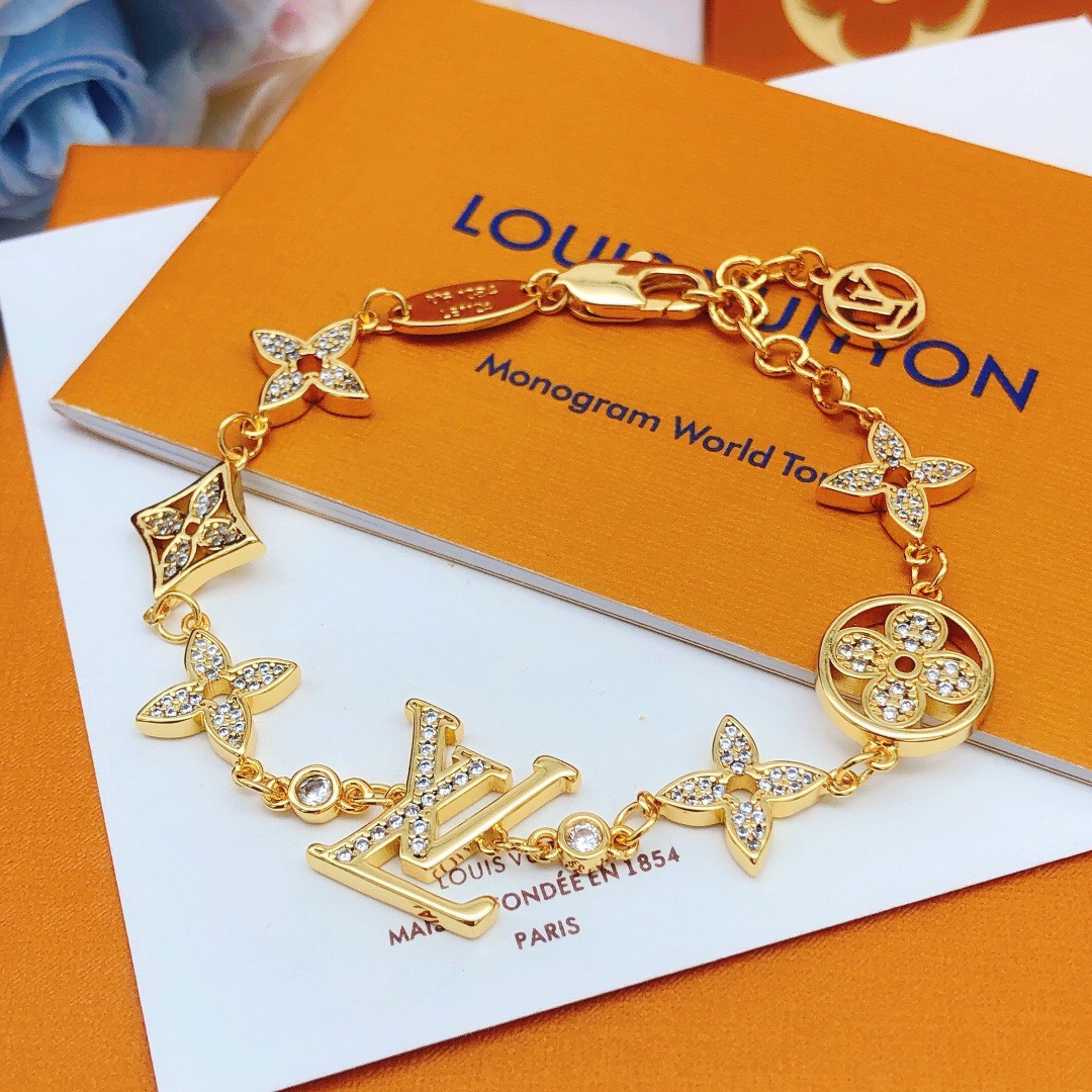 Bagsaaa L0vis Vvtt0n Flower Crystal Bracelet