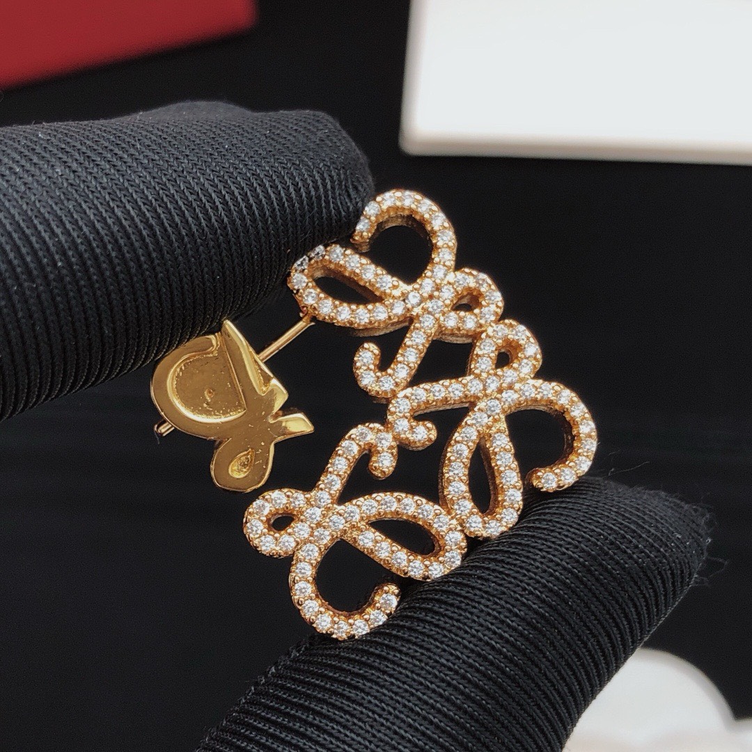 Bagsaaa L0ew* Pave Anagram Earrings