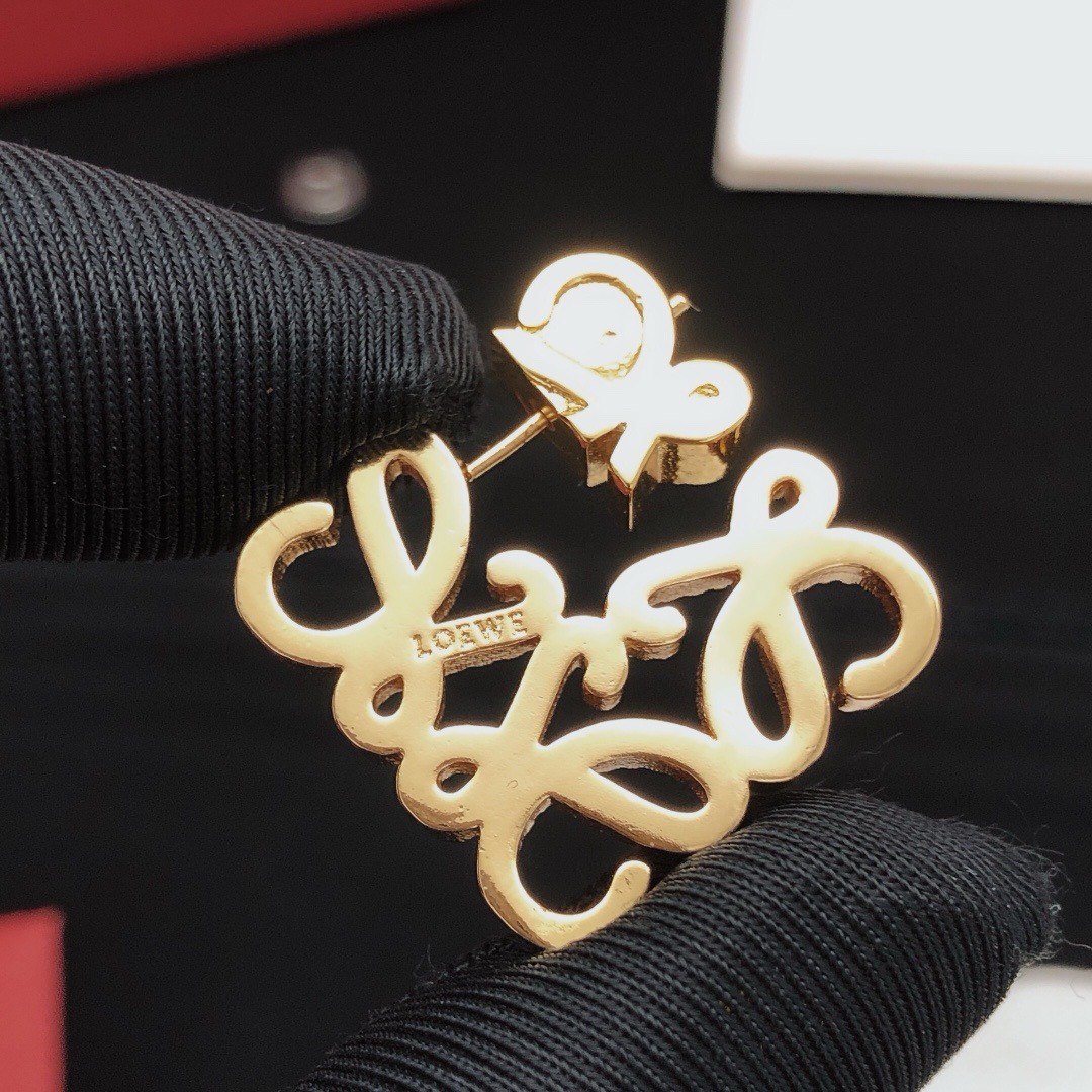 Bagsaaa L0ew* Pave Anagram Earrings