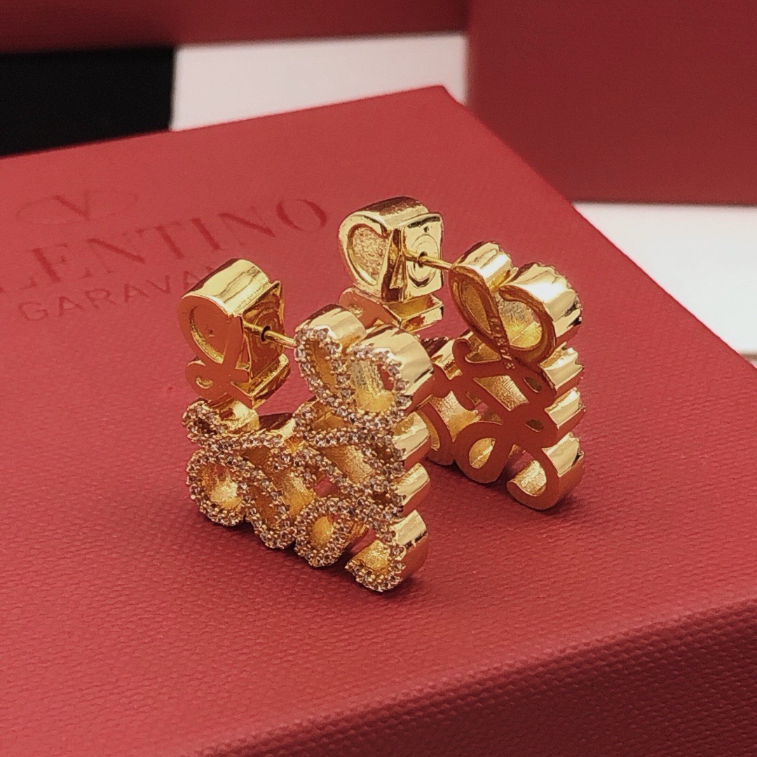 Bagsaaa L0ew* Pave Anagram Earrings