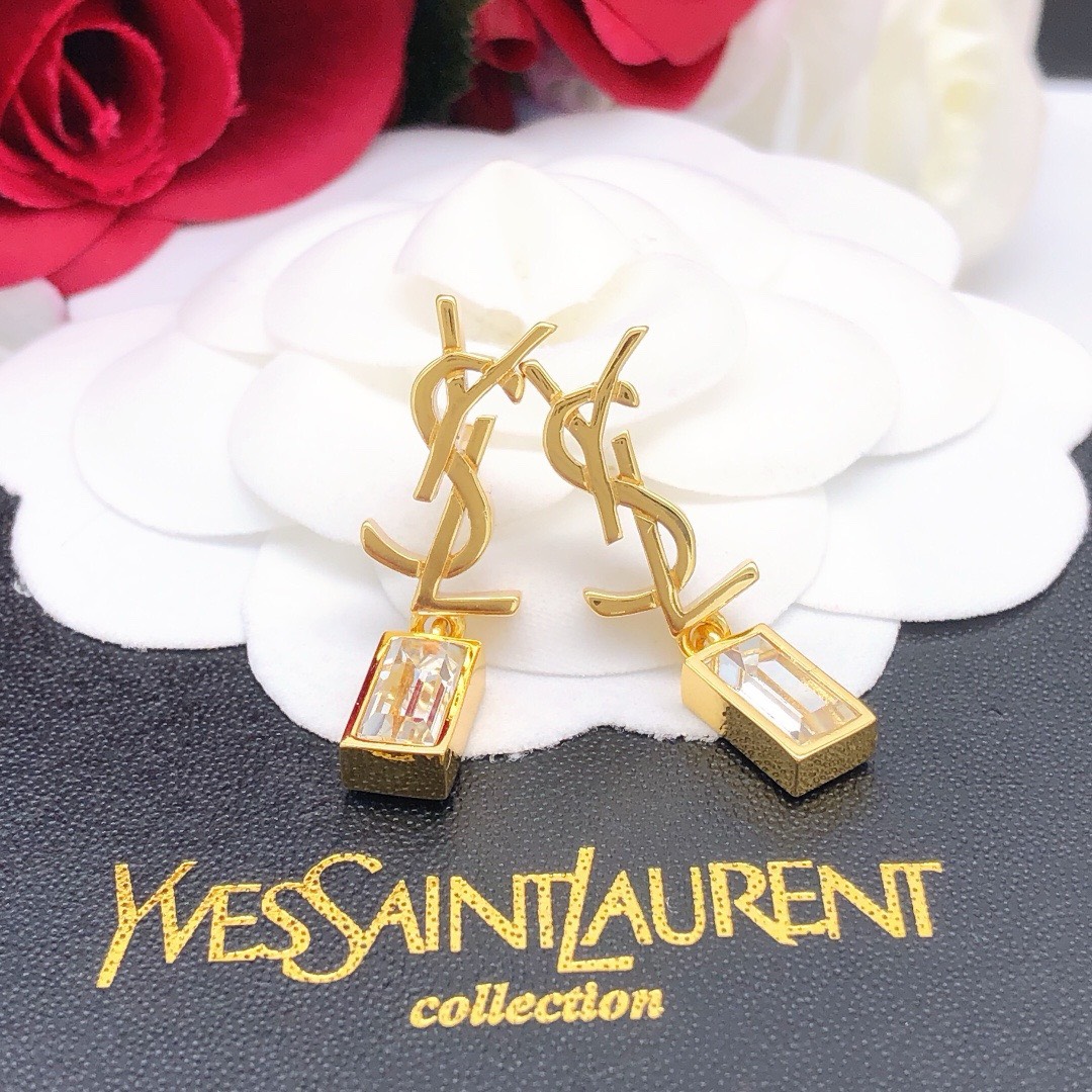 BAGSAAA Y51 CASSANDRE SINGLE EARRING IN METAL AND RHINESTONES