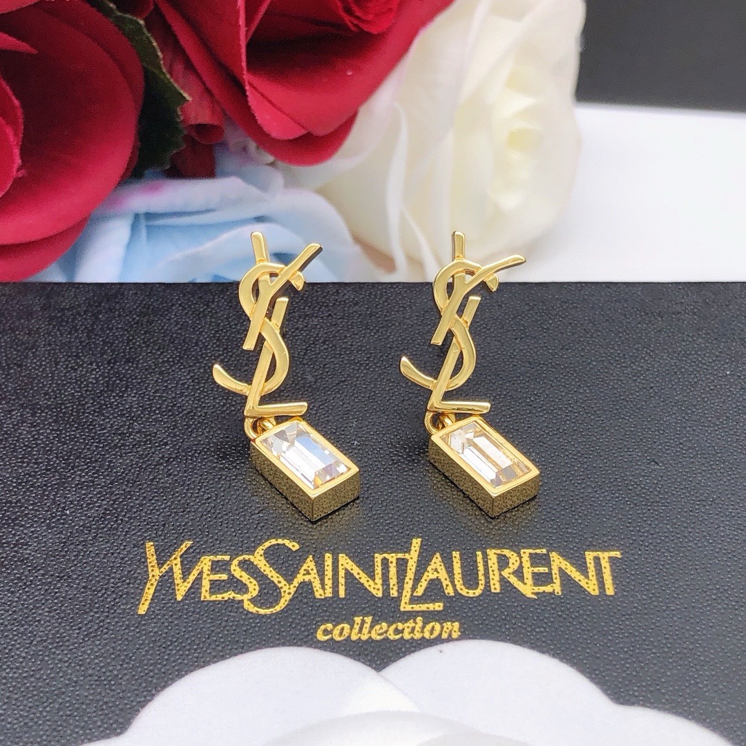 BAGSAAA Y51 CASSANDRE SINGLE EARRING IN METAL AND RHINESTONES