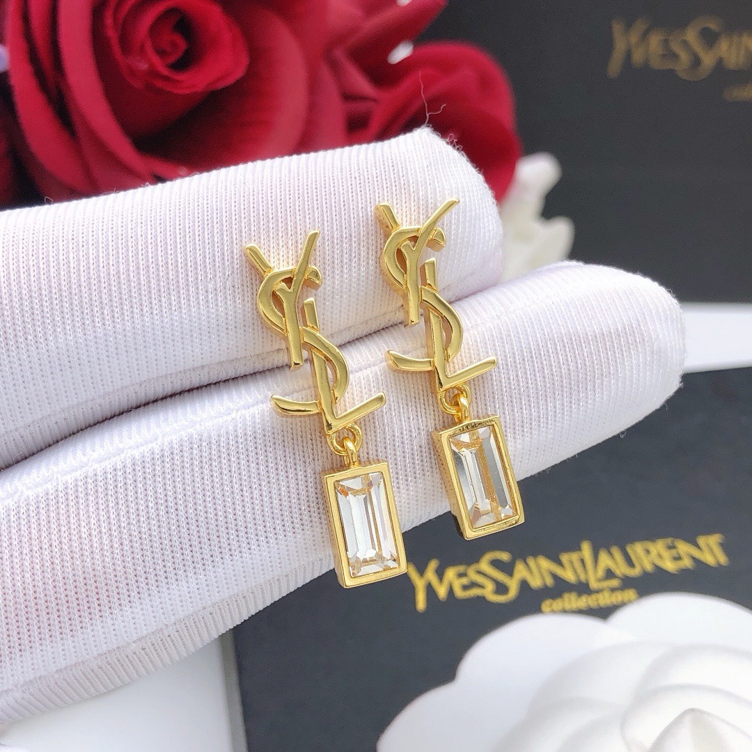 BAGSAAA Y51 CASSANDRE SINGLE EARRING IN METAL AND RHINESTONES