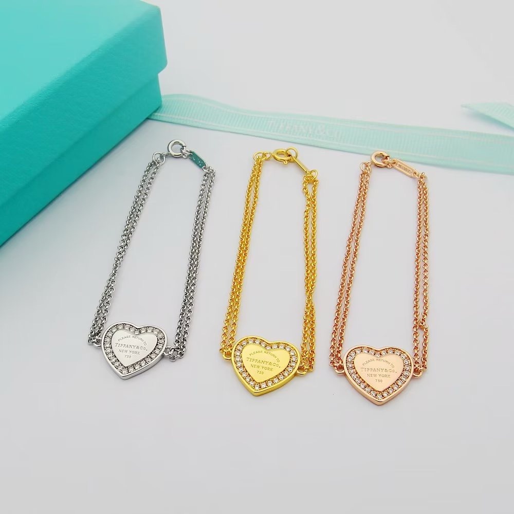 Bagsaaa T*f*ny & Co Crystal Heart Bracelet 