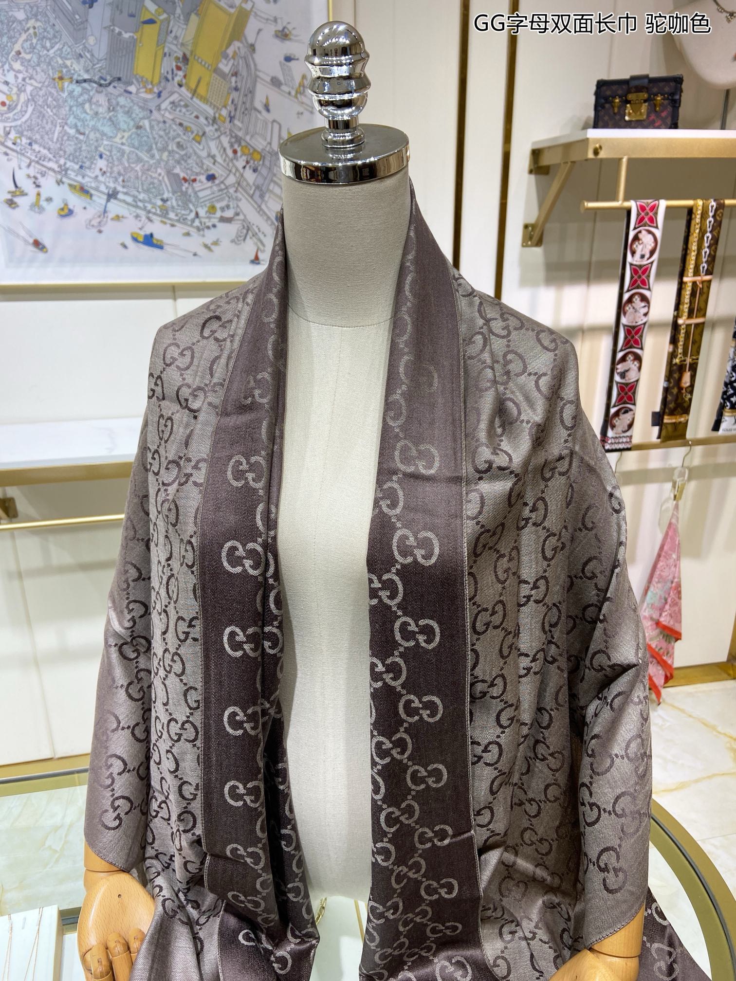 Bagsaaa Gvc*1 GG Ebony Taupe Scarf 