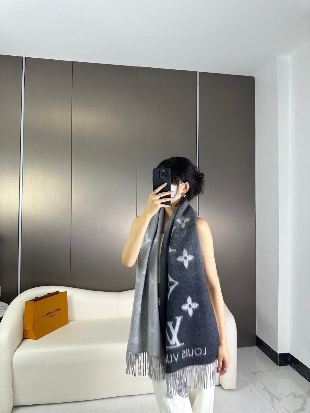 Bagsaaa L0vis Vvtt0n Monogram Ombre Blue Scarf