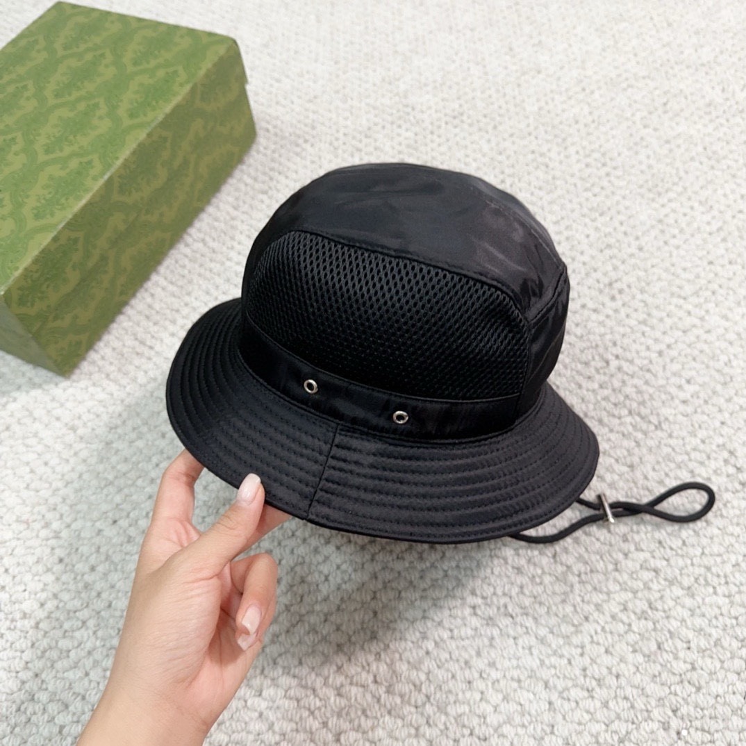 Bagsaaa Pra*a Nylon Bucket Black Hat