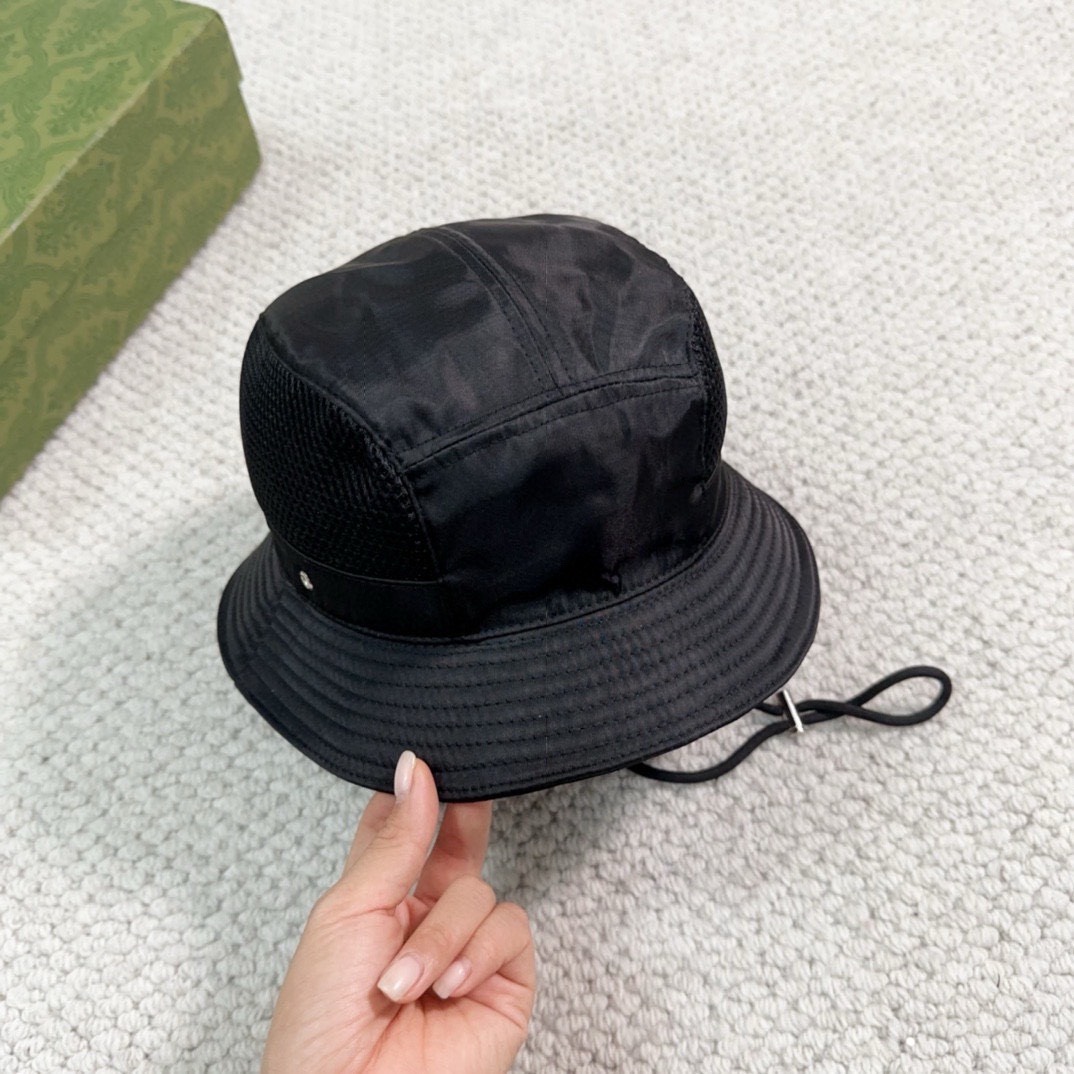 Bagsaaa Pra*a Nylon Bucket Black Hat
