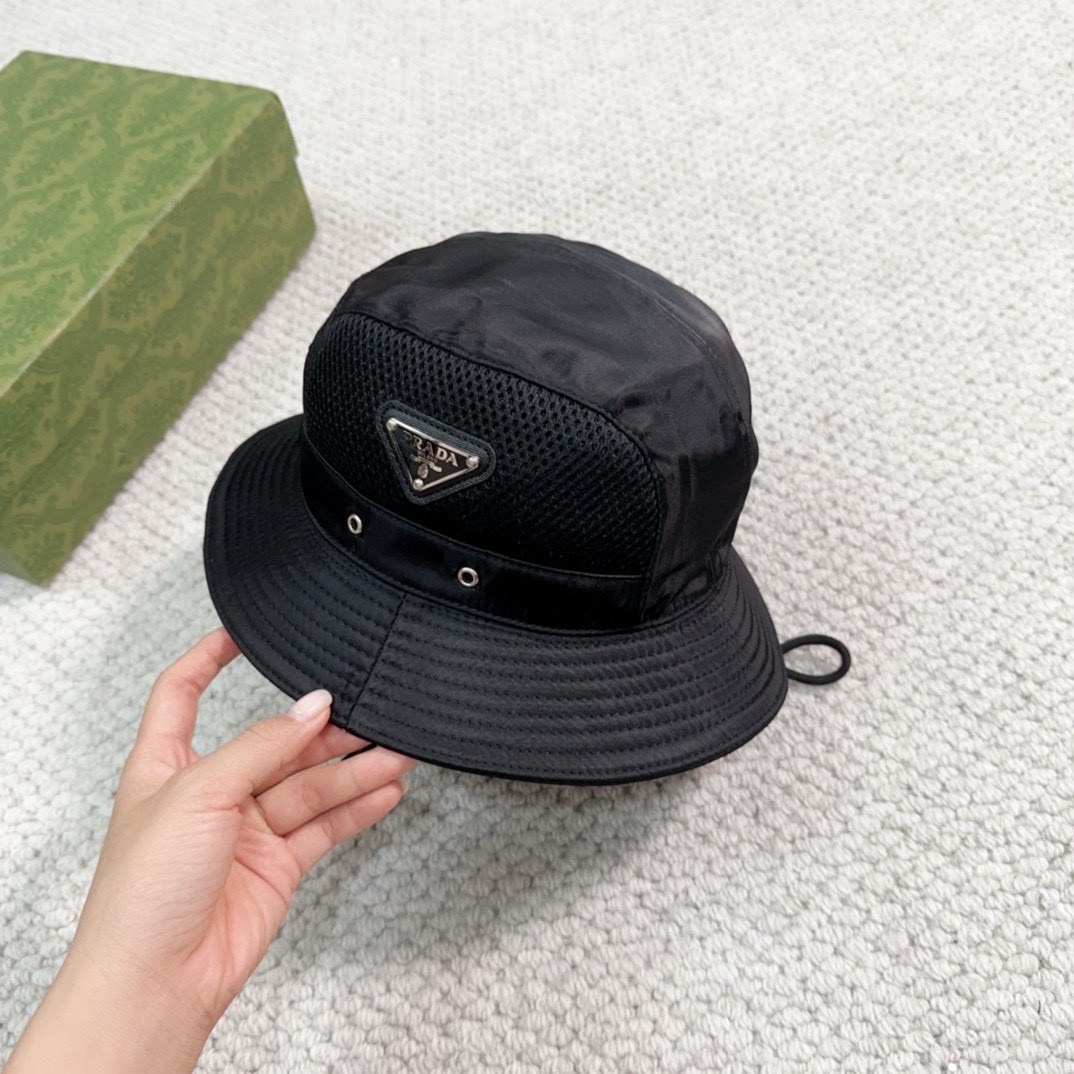 Bagsaaa Pra*a Nylon Bucket Black Hat