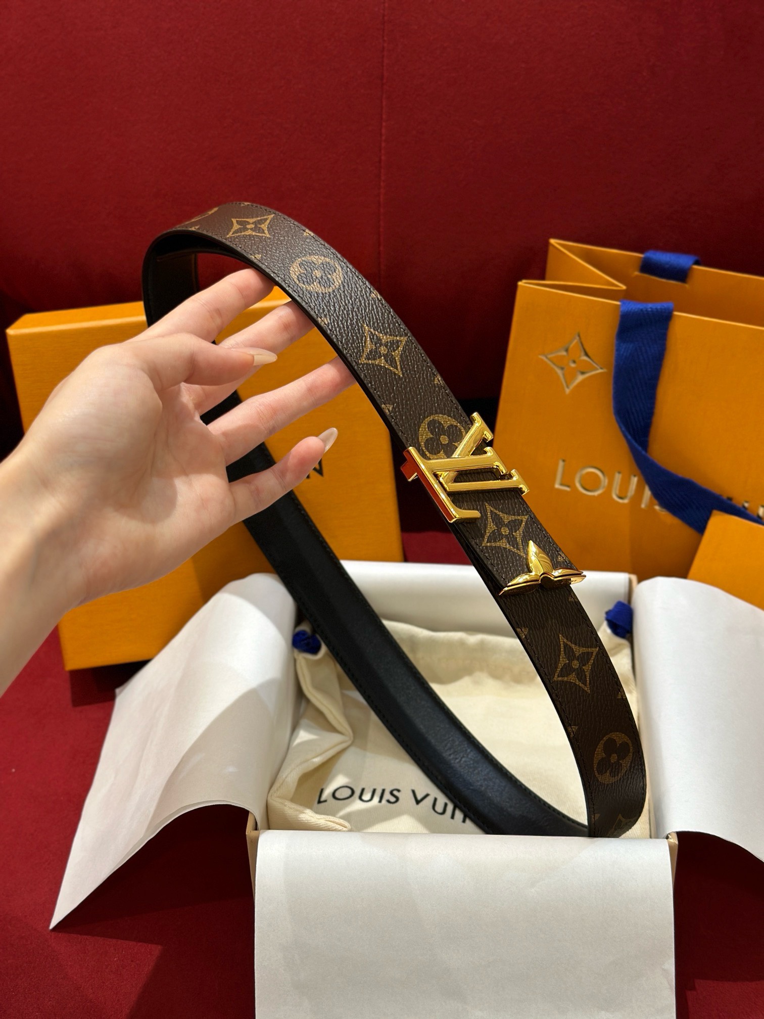 Bagsaaa L0vis Vvtt0n Monogram Belt In Black