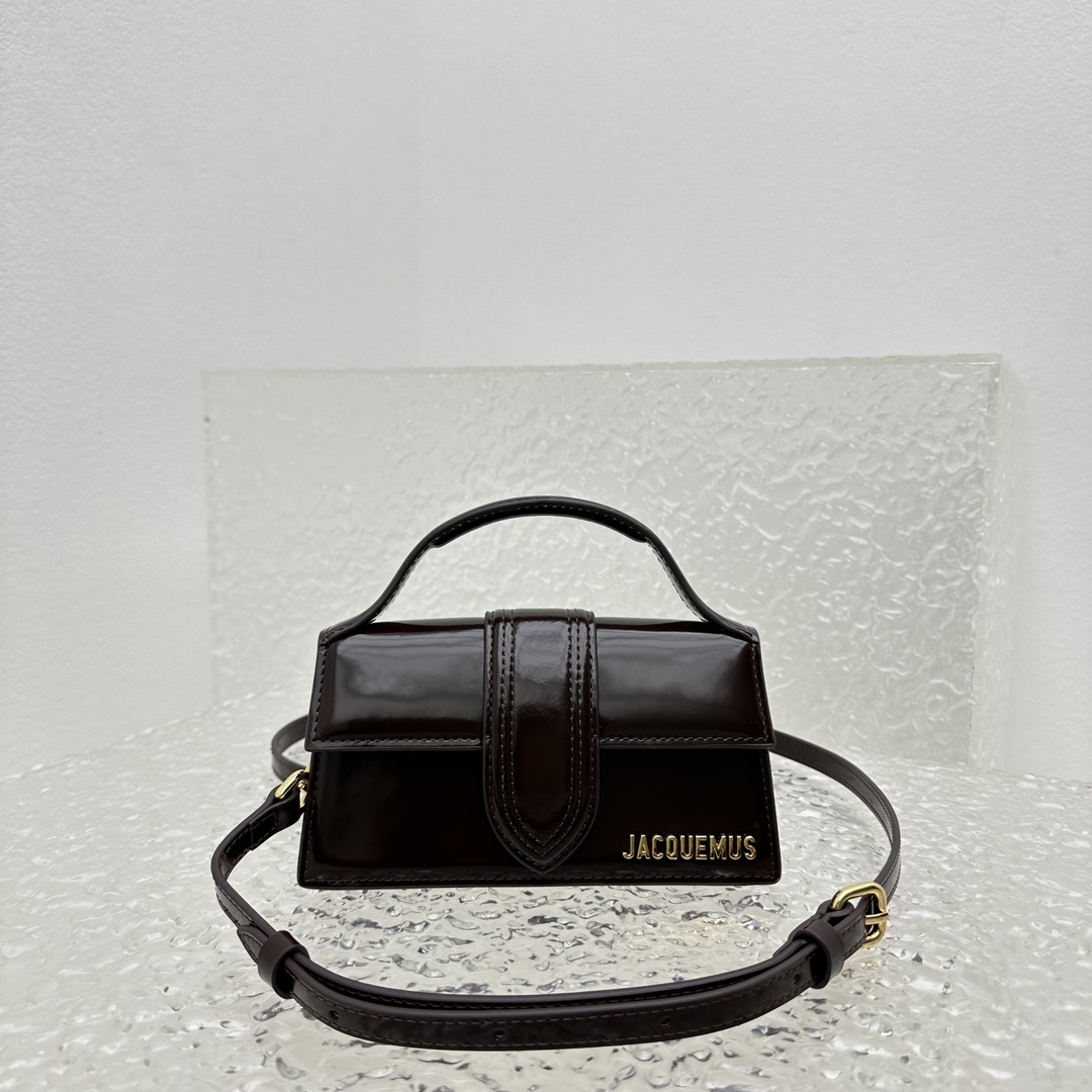 Bagsaaa Jacquemus Le Bambino leather mini dark brown patent leather - 18*6*7CM