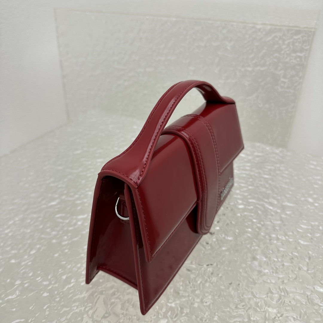 Bagsaaa Jacquemus Bambino Bag Burgundy Leather - 24*13*7CM