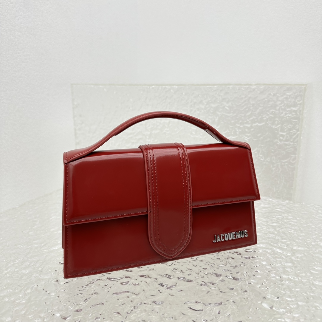 Bagsaaa Jacquemus Bambino Bag Burgundy Leather - 24*13*7CM