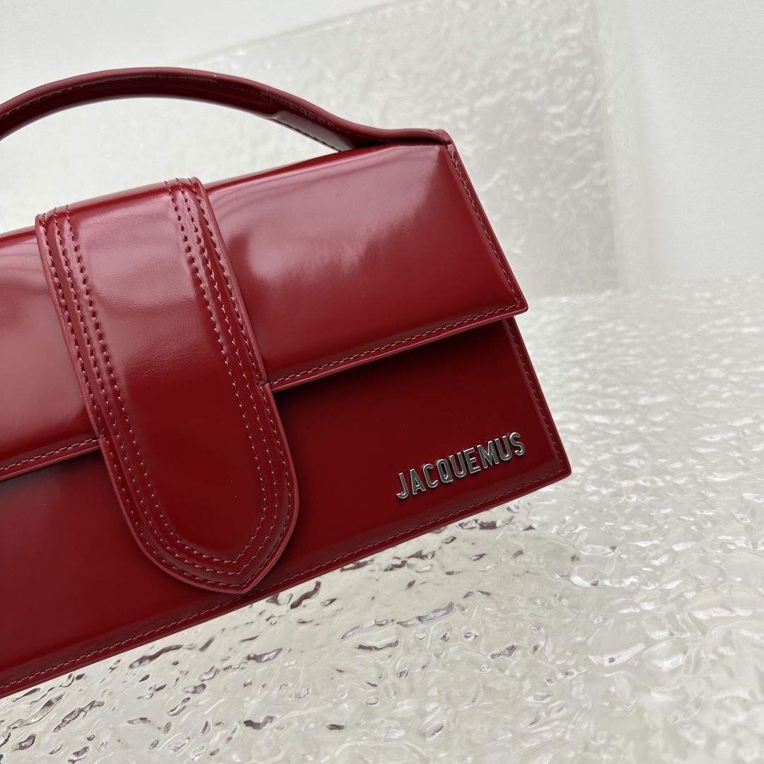 Bagsaaa Jacquemus Bambino Bag Burgundy Leather - 24*13*7CM