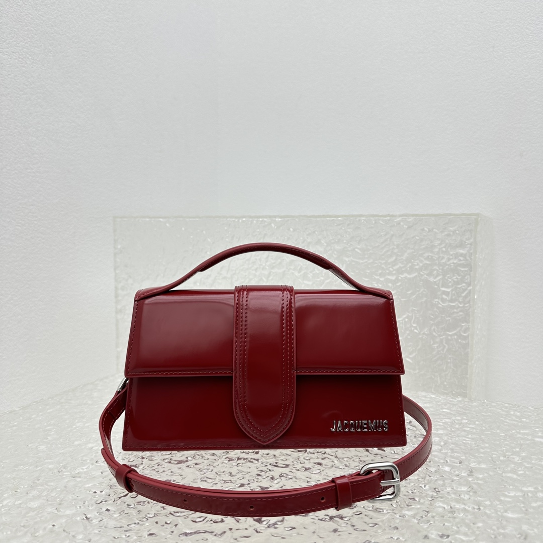 Bagsaaa Jacquemus Bambino Bag Burgundy Leather - 24*13*7CM