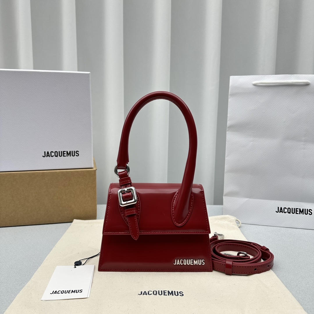 Bagsaaa Jacquemus Le Chiquito Moyen Boucle Logo Plaque Red - 18*14*8CM