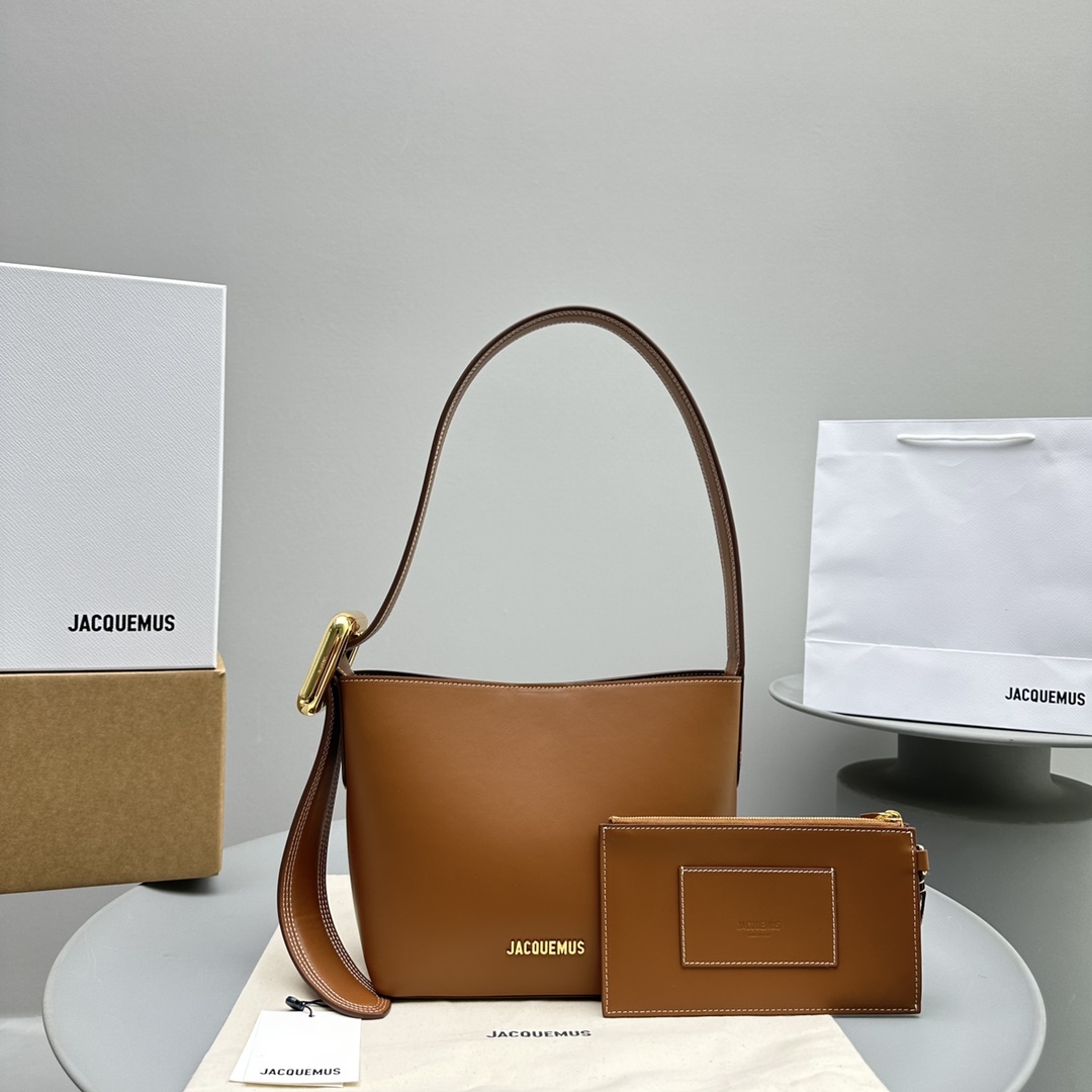 Bagsaaa Jacquemus Le Regalo Buckled Bucket Bag In Brown - 20*22*10CM