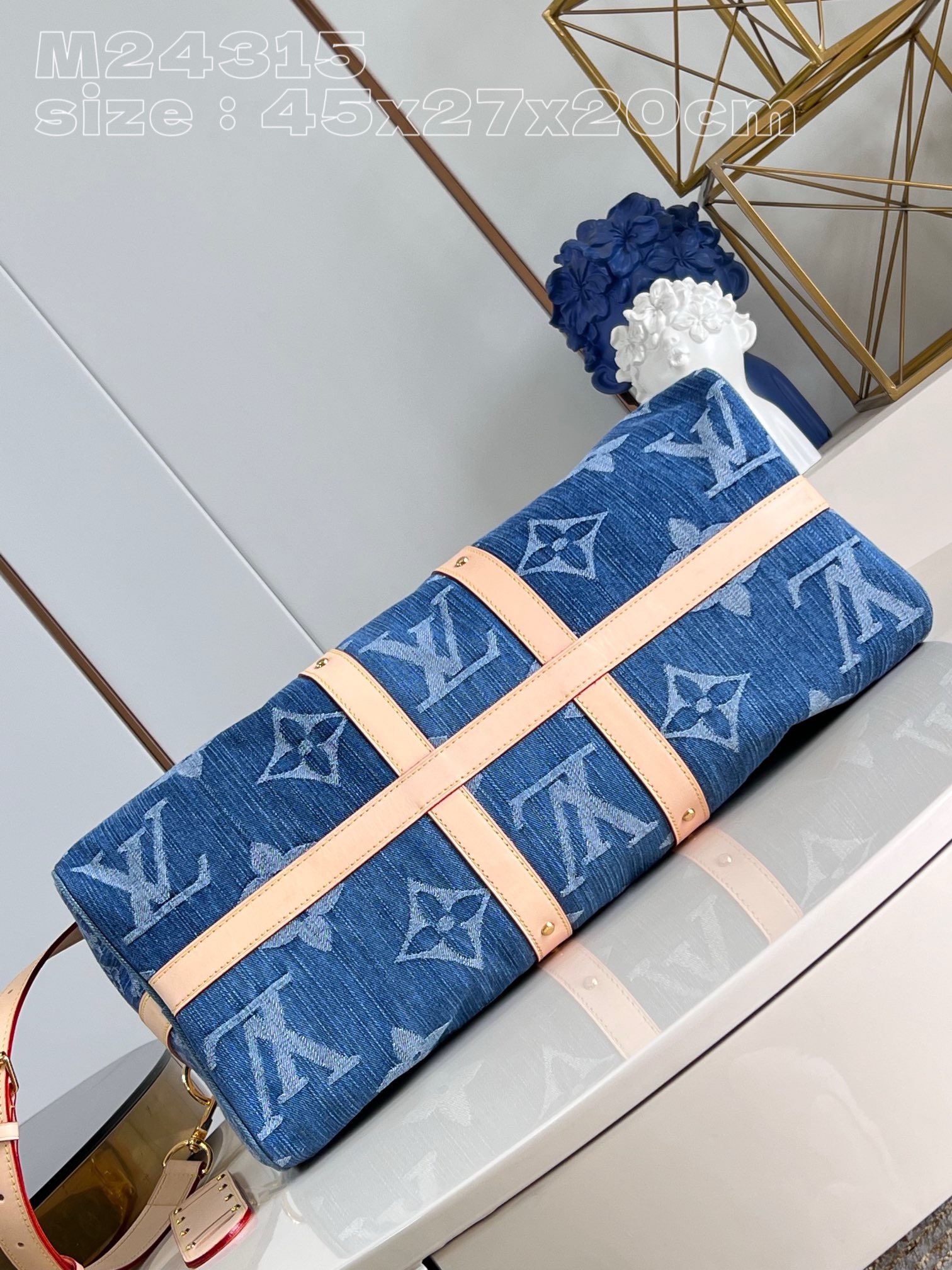 BagsaaaL0vis Vvtt0n M24315 Keepall Bandoulière 45 Denim Blue - 45 x 27 x 20 cm