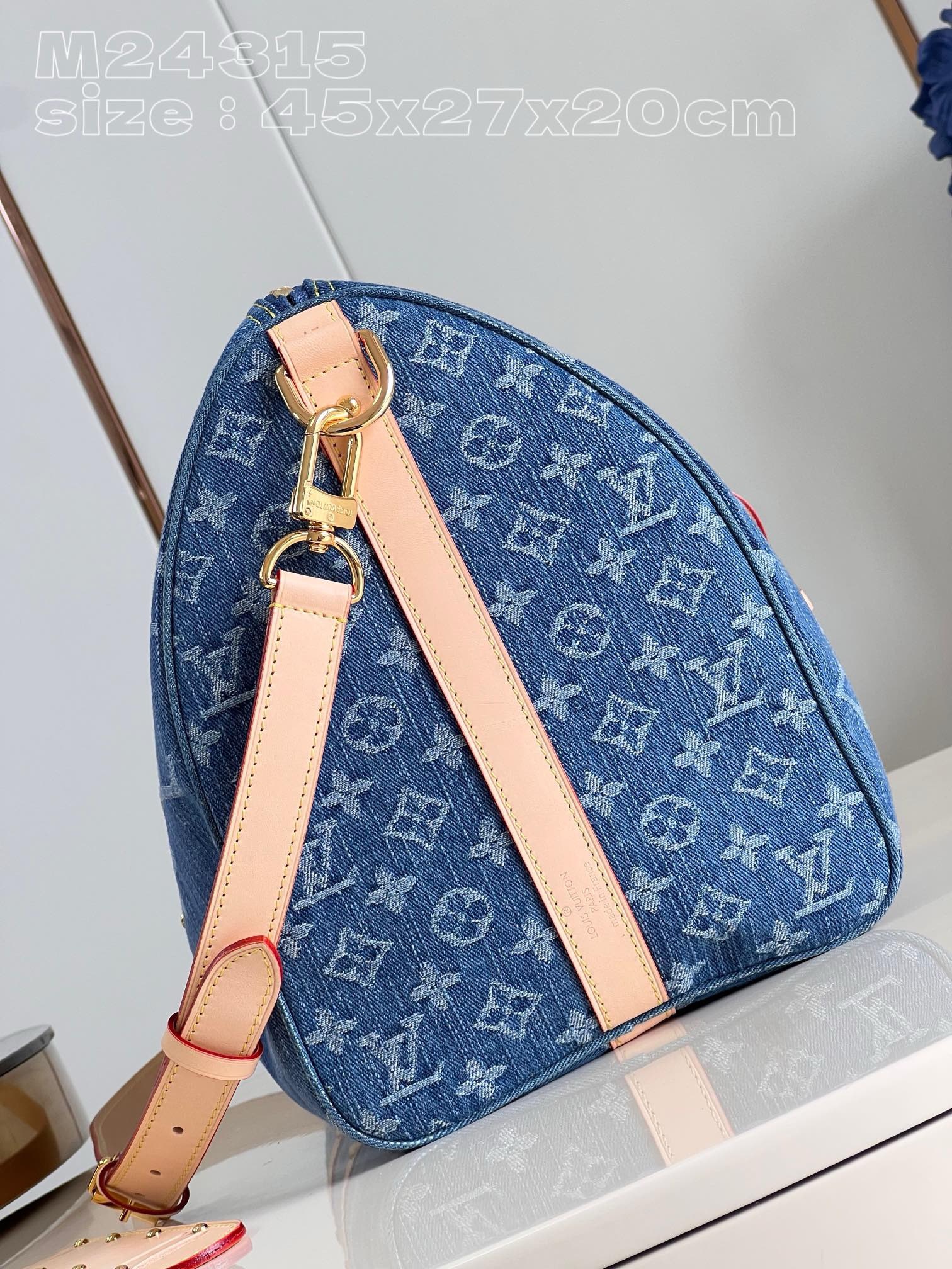BagsaaaL0vis Vvtt0n M24315 Keepall Bandoulière 45 Denim Blue - 45 x 27 x 20 cm