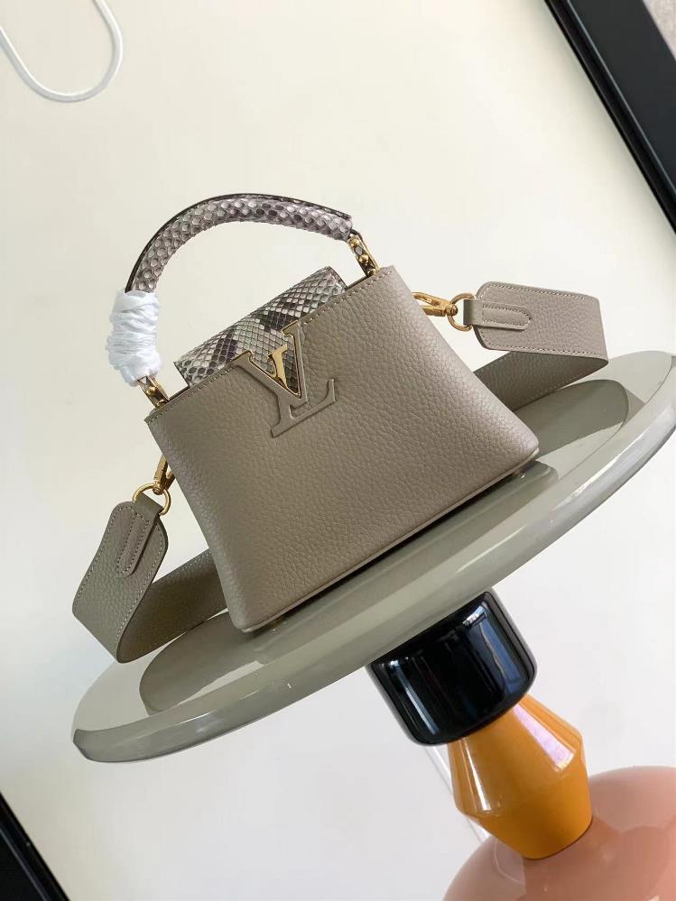 Bagsaaa L0vis Vvtt0n Capucines BB Light Grey Python Handle -21x14x8cm