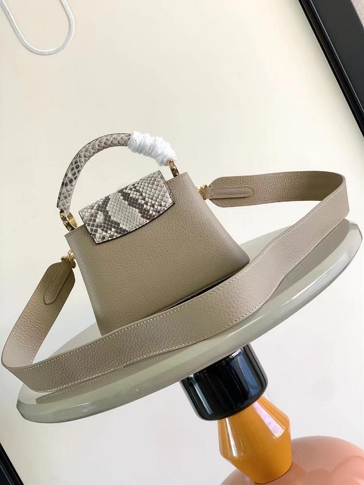 Bagsaaa L0vis Vvtt0n Capucines BB Light Grey Python Handle -21x14x8cm