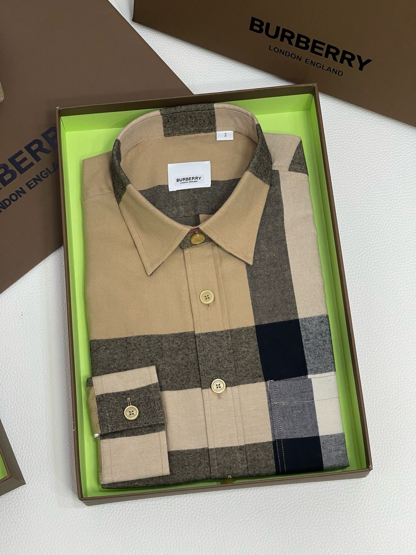 Bagsaaa Bv*b*rry Beige Slim Somerton Check Shirt