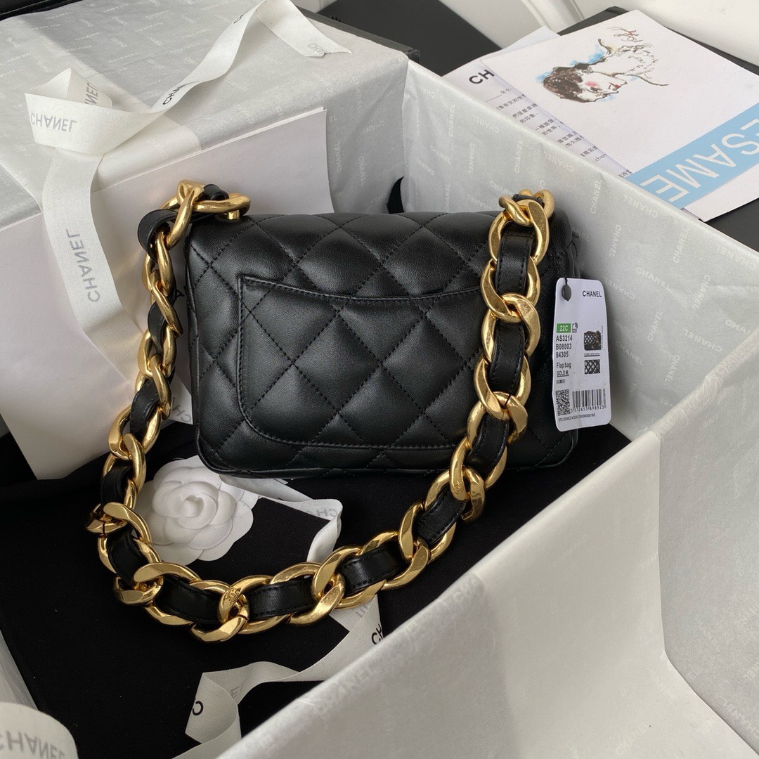 Bagsaaa Ch**el Funky Town Small Flap Bag In Black - 17x21x6cm