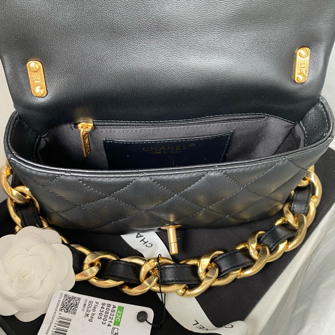 Bagsaaa Ch**el Funky Town Small Flap Bag In Black - 17x21x6cm