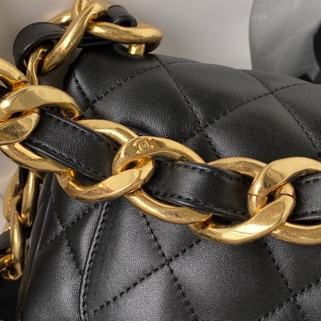 Bagsaaa Ch**el Funky Town Small Flap Bag In Black - 17x21x6cm