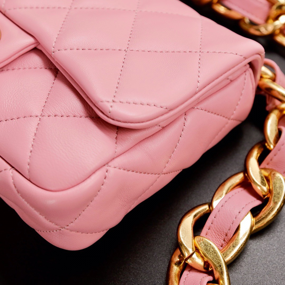Bagsaaa Ch**el Funky Town Small Flap Bag In Pink - 17x21x6cm