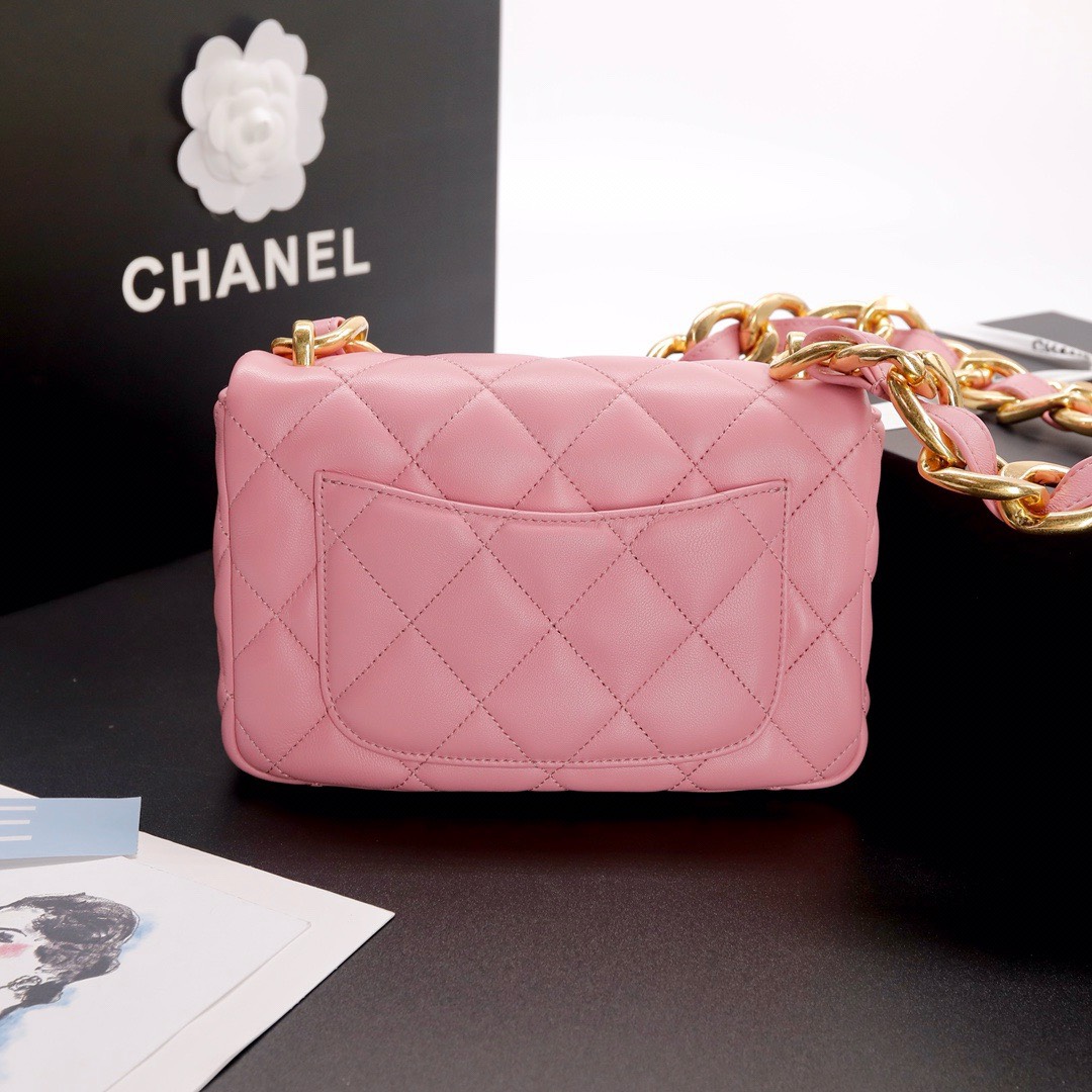 Bagsaaa Ch**el Funky Town Small Flap Bag In Pink - 17x21x6cm