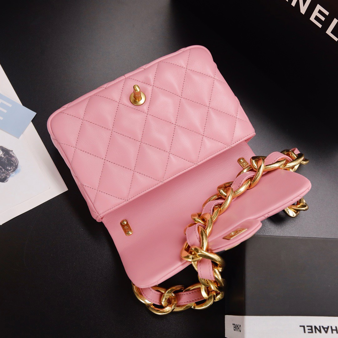 Bagsaaa Ch**el Funky Town Small Flap Bag In Pink - 17x21x6cm