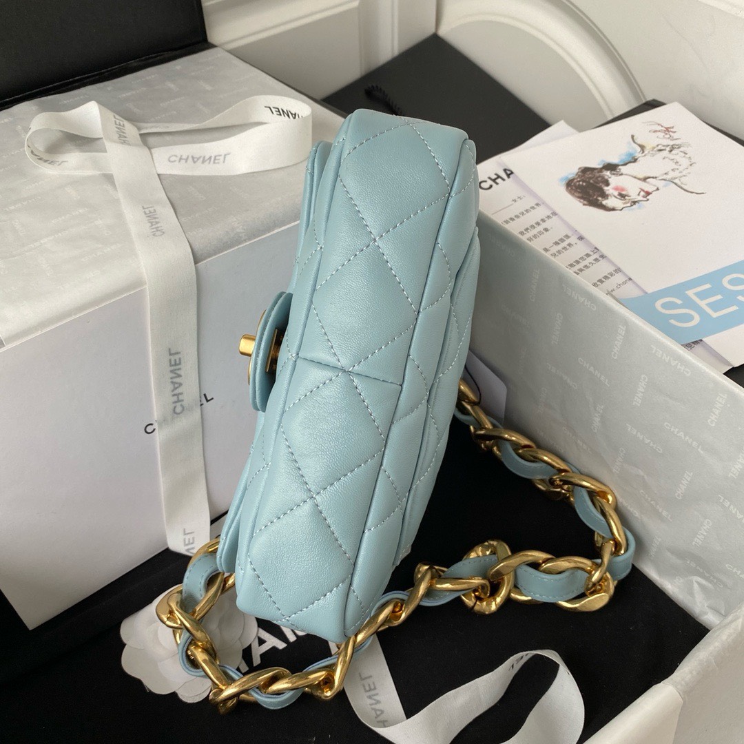 Bagsaaa Ch**el Funky Town Small Flap Bag In Blue - 17x21x6cm