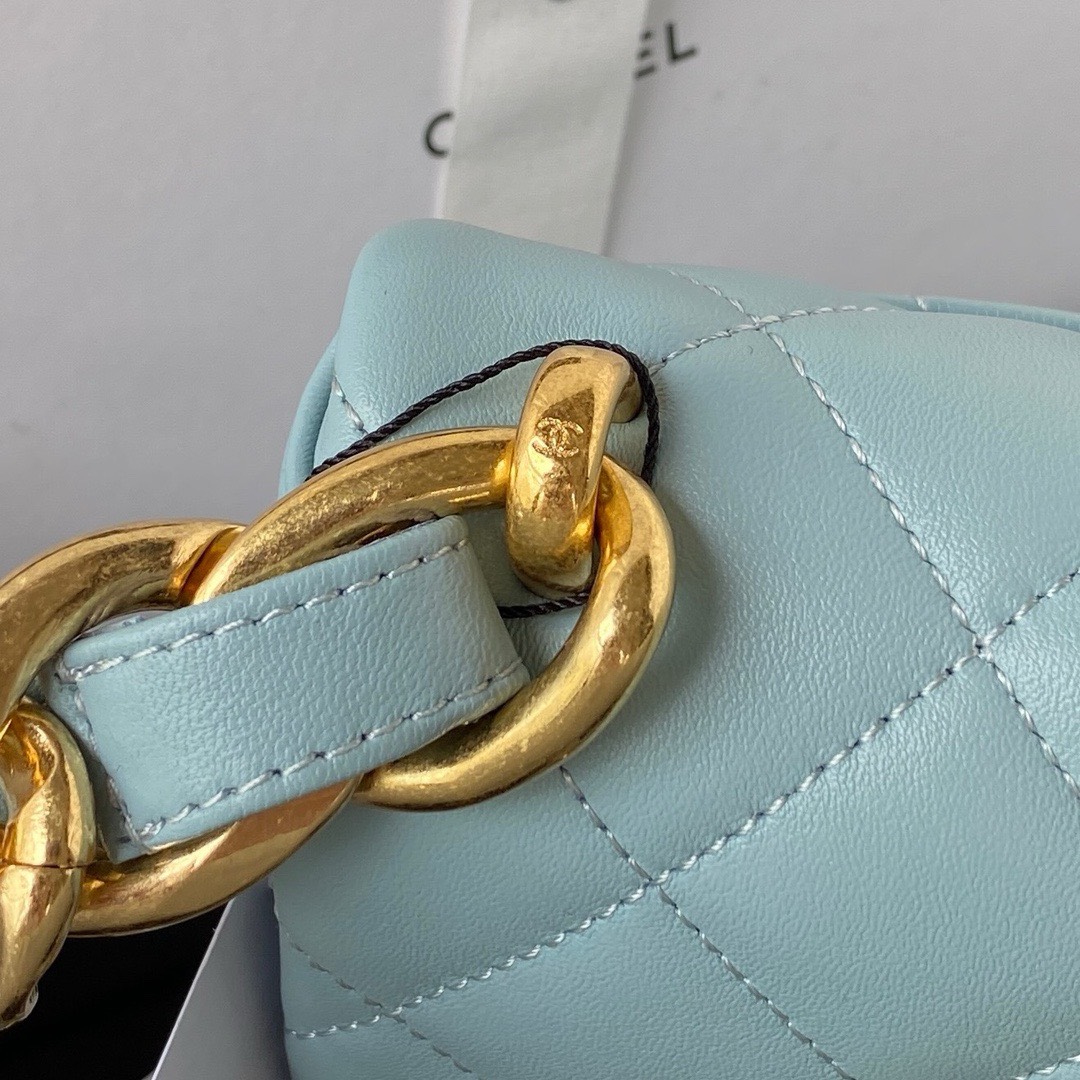Bagsaaa Ch**el Funky Town Small Flap Bag In Blue - 17x21x6cm
