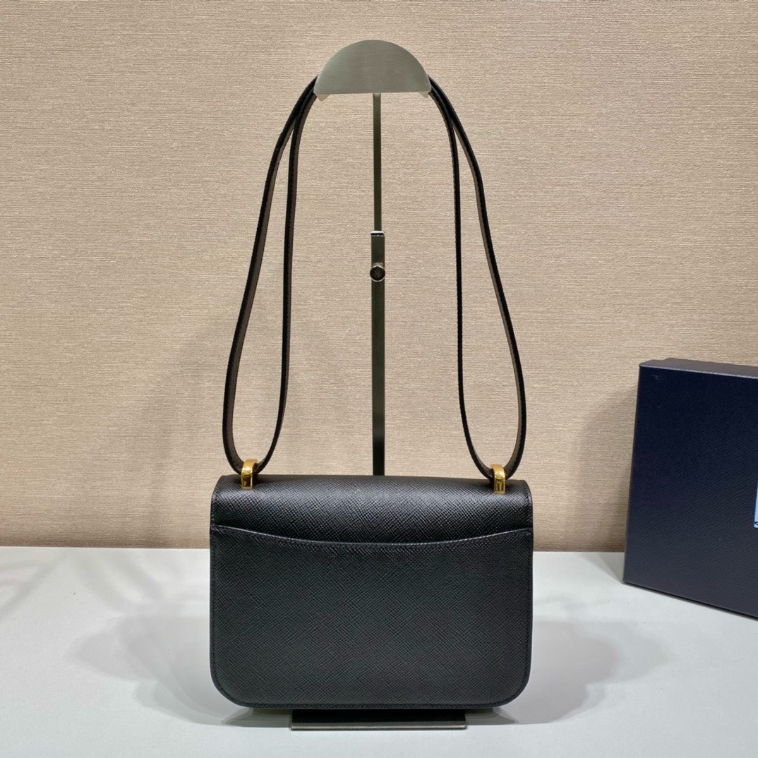 Bagsaaa Pra*a Embleme Saffiano shoulder bag in black - 22x15x6cm