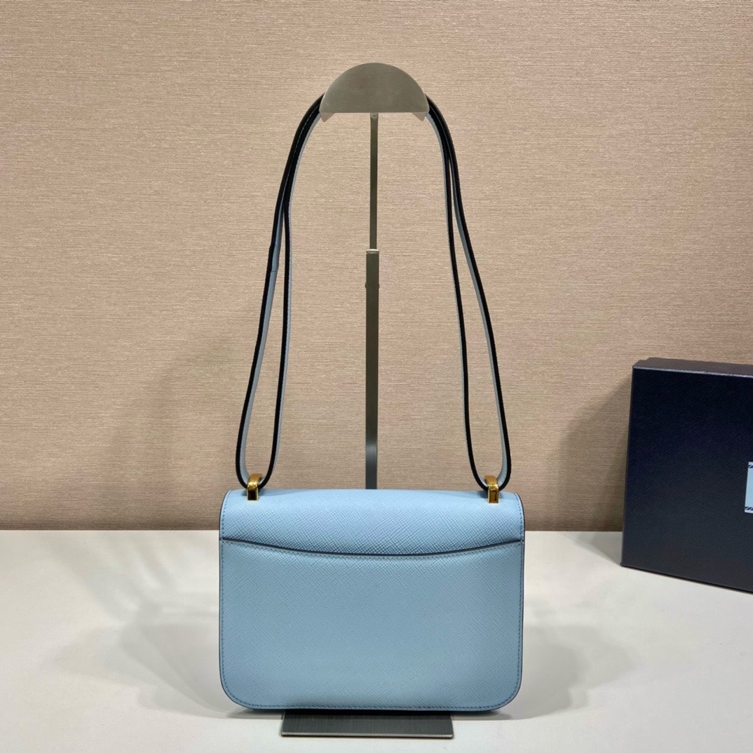 Bagsaaa Pra*a Embleme Saffiano shoulder bag in blue - 22x15x6cm