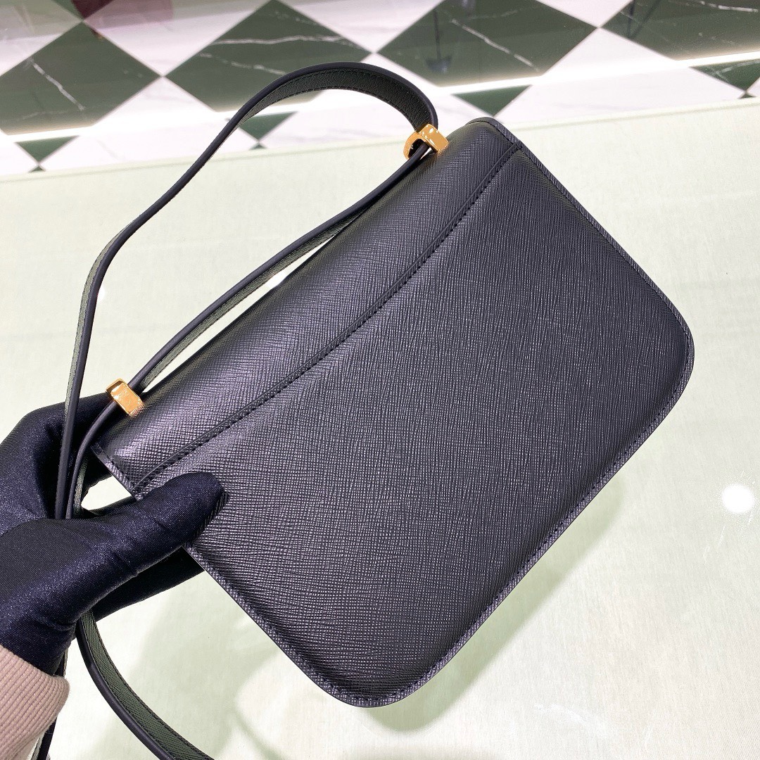 Bagsaaa Pra*a Embleme Saffiano shoulder bag in dark blue - 22x15x6cm
