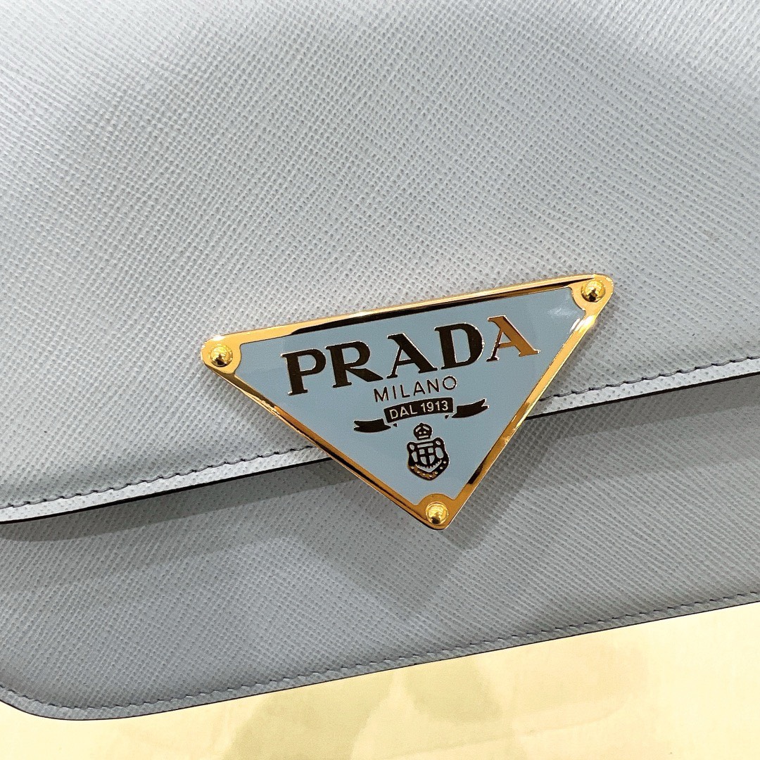Bagsaaa Pra*a Embleme Saffiano shoulder bag in light blue - 22x15x6cm