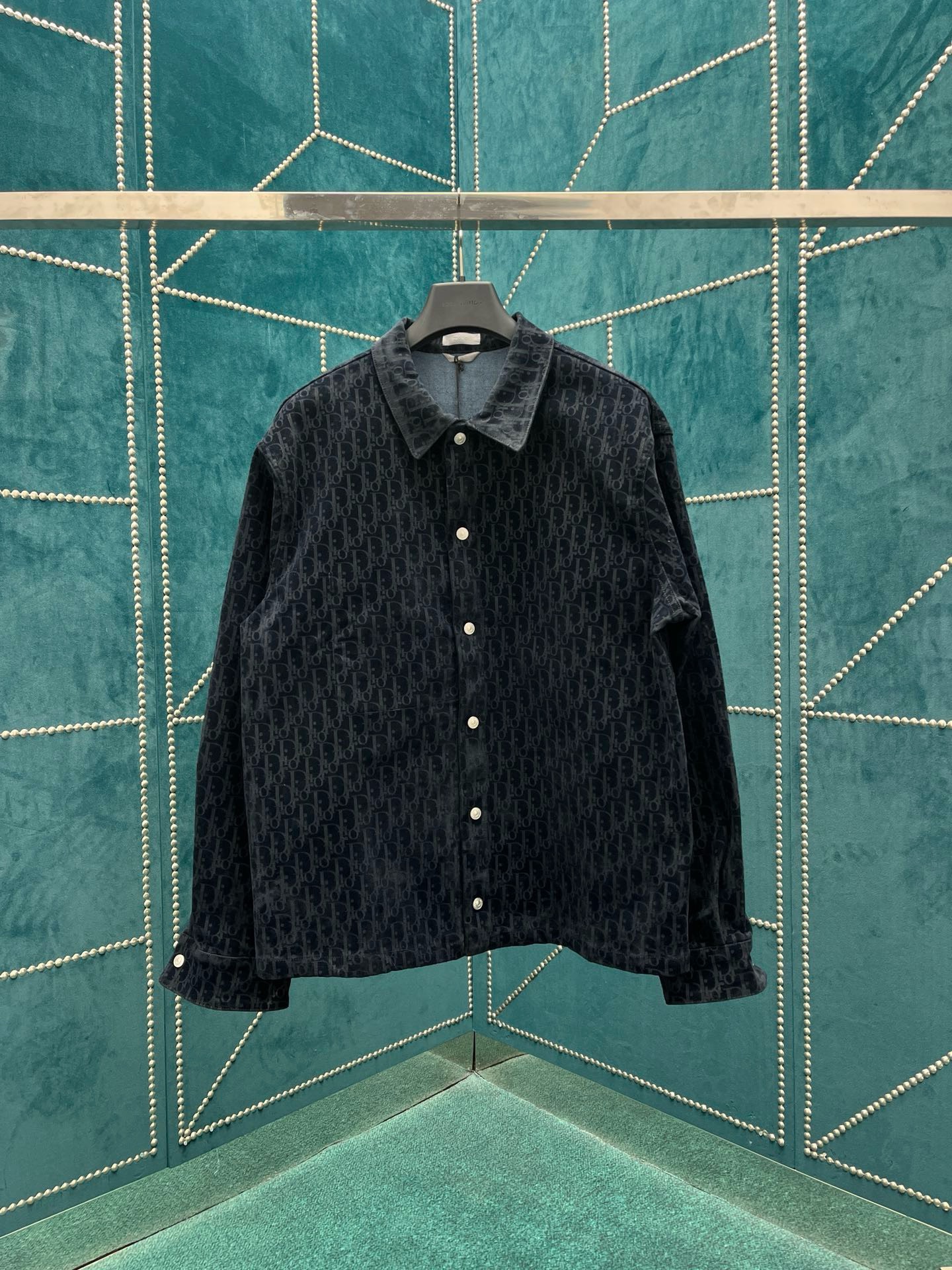 Bagsaaa D10r Oblique Darrk Blue Velvet Shirt