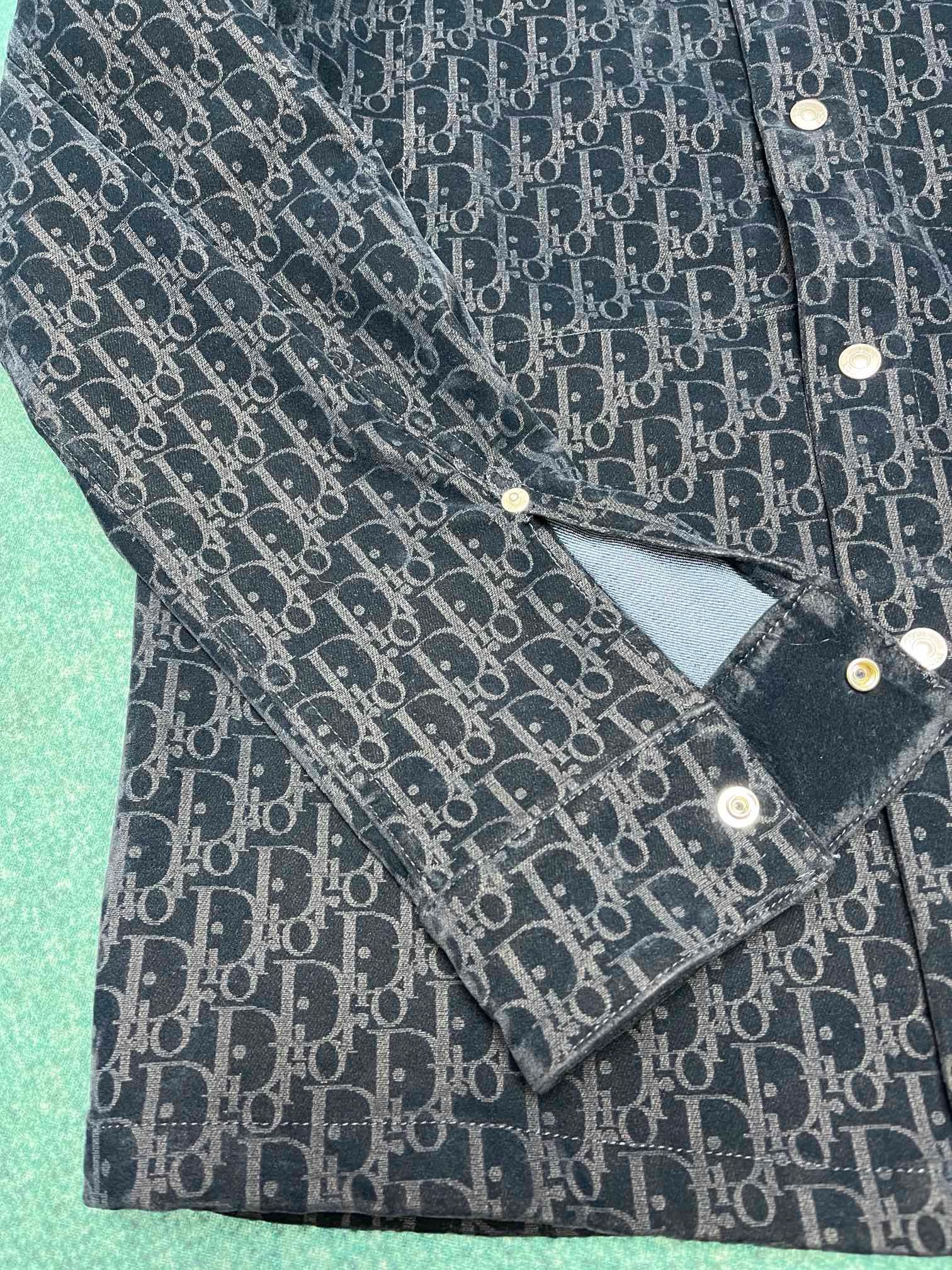 Bagsaaa D10r Oblique Darrk Blue Velvet Shirt