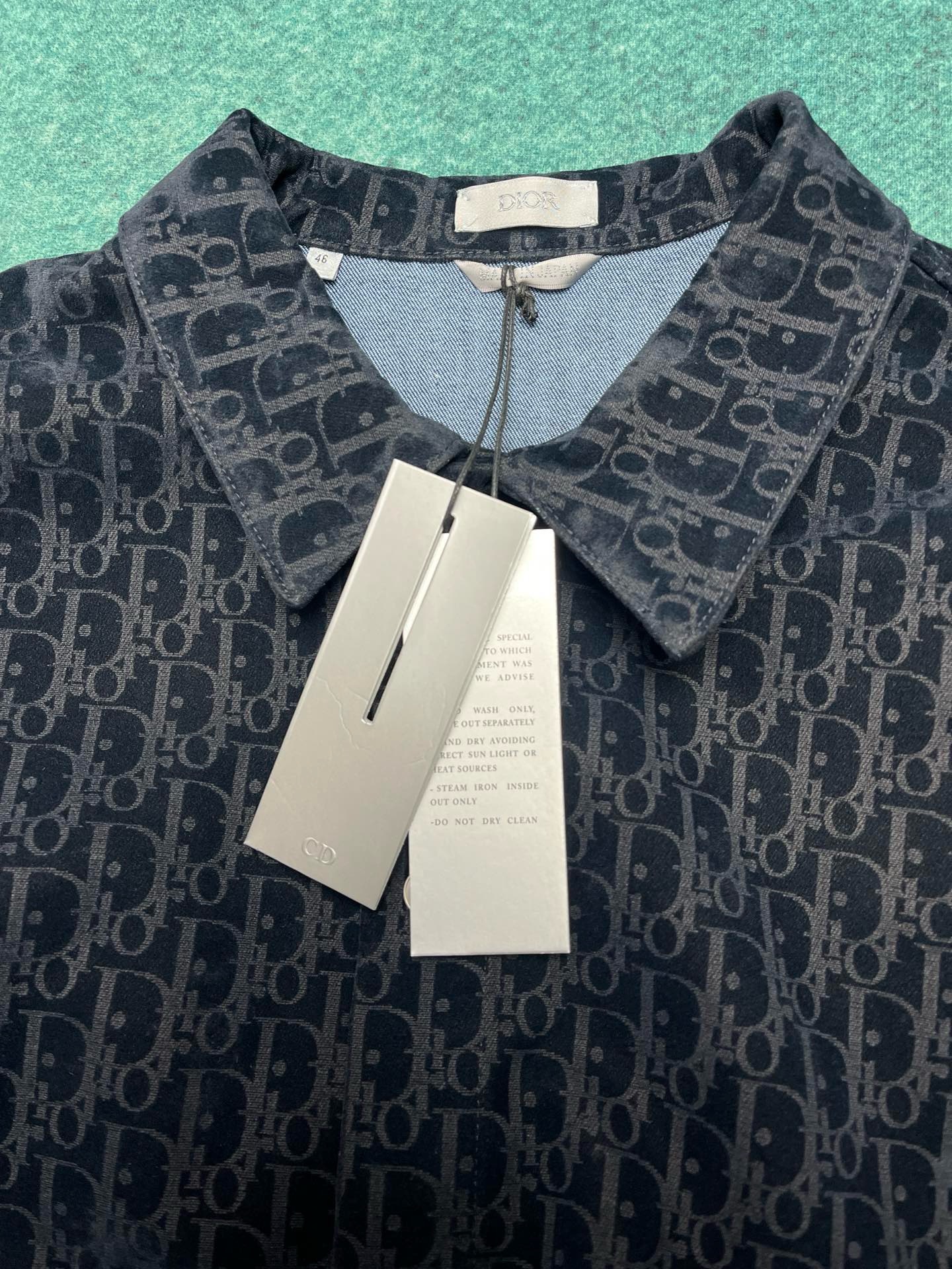 Bagsaaa D10r Oblique Darrk Blue Velvet Shirt