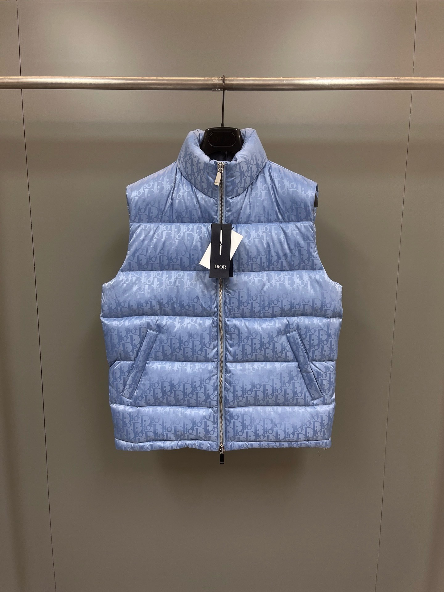 Bagsaaa D10r Oblique Down Vest Blue Technical Jacquard