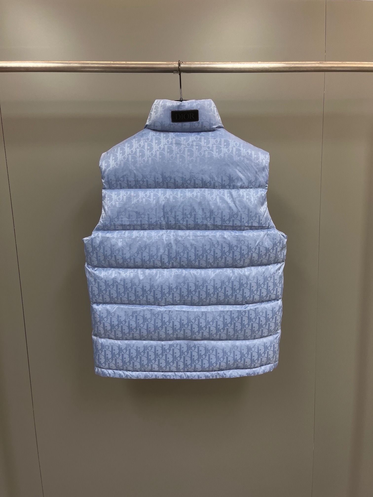 Bagsaaa D10r Oblique Down Vest Blue Technical Jacquard