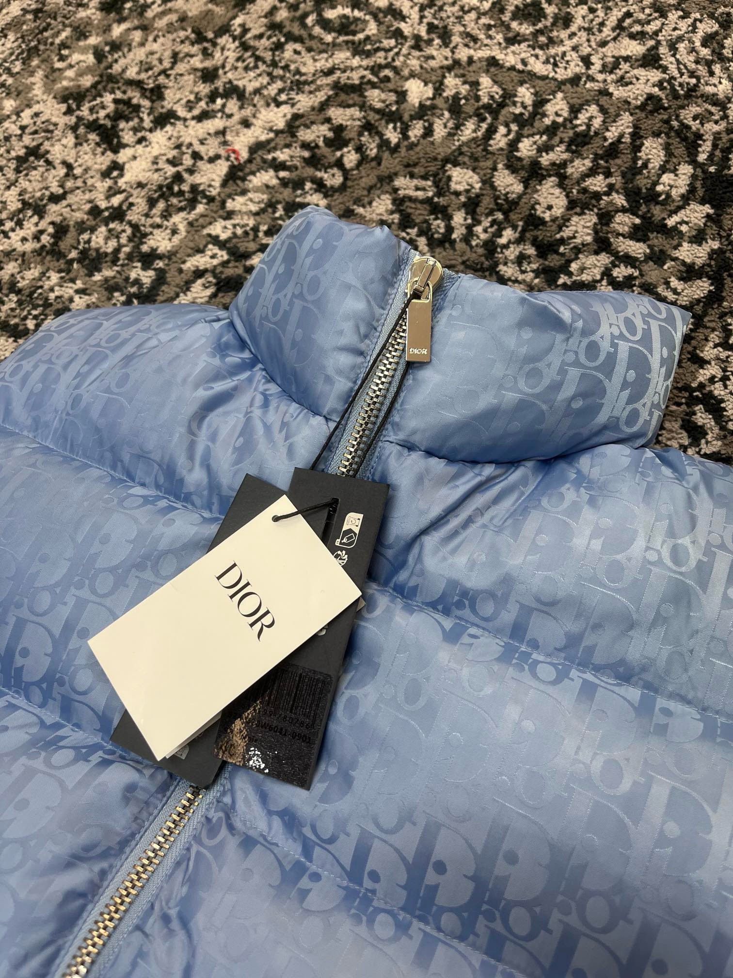 Bagsaaa D10r Oblique Down Vest Blue Technical Jacquard